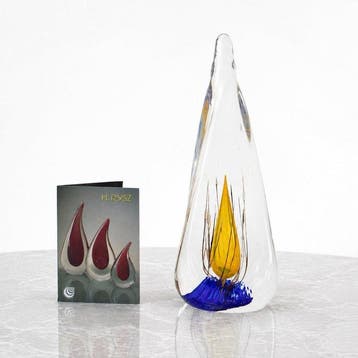 H.Rysz - sculptuur, Druppel “Golden Flame” – Handgemaakt, Antiek en Kunst
