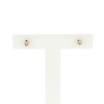 Gouden solitair oorstekers met diamant; 0,22 ct. (Oorbellen), Handtassen en Accessoires, Oorbellen, Gebruikt, Ophalen of Verzenden