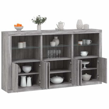 vidaXL Dressoir met LED-verlichting 181,5x37x100 cm grijs, Huis en Inrichting, Kasten | Dressoirs, Verzenden, Nieuw
