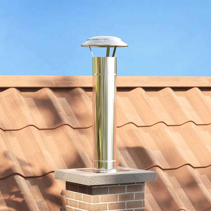 vidaXL Schouw Verlengstuk Zilver 25 x 25 x 82 cm Roestvrij, Huis en Inrichting, Kachels, Nieuw, Verzenden