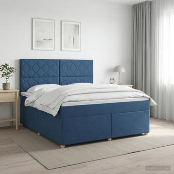vidaXL Boxspringbed met matras met hoofdeinde Blauw 160 x, Verzenden
