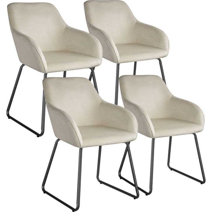 tectake Eetkamerstoel Jeane, fluweellook, sledeonderstel - F, Huis en Inrichting, Stoelen, Verzenden