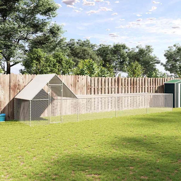 vidaXL Kippenren 8x2x2 m gegalvaniseerd staal, Dieren en Toebehoren, Knaagdieren en Konijnen | Hokken en Kooien, Nieuw, Verzenden