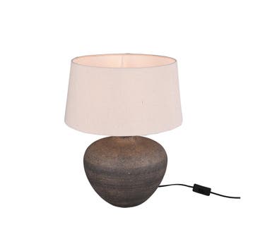 Trio LOU tafellamp | E27 Fitting | bruin met beige | Ø 38 cm, Verzenden