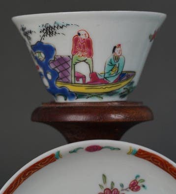 Qianlong (1735-1796) - Kop en schotel (2) - Man and Woman on