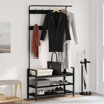 vidaXL Kapstok met plank Zwart eiken 95 x 34 x 184 cm, Maison & Meubles, Verzenden