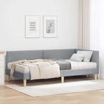 vidaXL Hoekbedframe met Matras Anders 2 pcs Lichtgrijs Stof, Verzenden, Nieuw