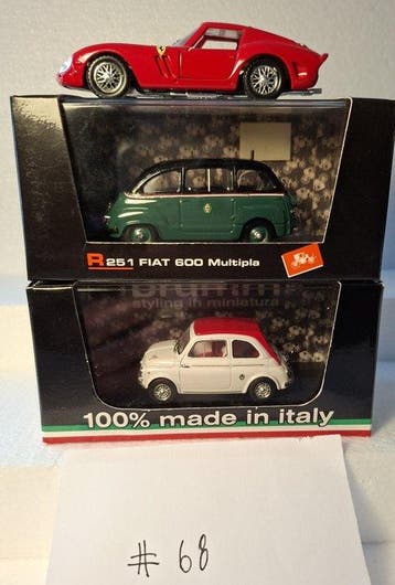 Brumm, Solido 1:43 - Modelauto (3) - 1 Ferrari / 2 Fiat