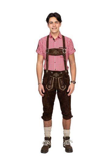 Kniebund lederhose bruin, Verzenden