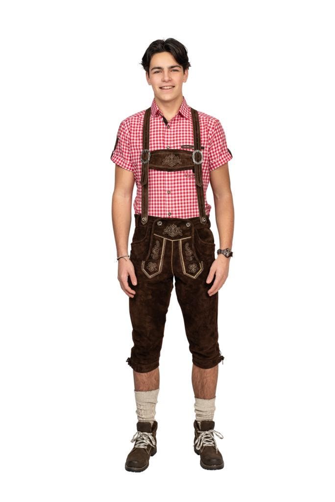 Kniebund lederhose bruin, Hobby en Vrije tijd, Feestartikelen, Nieuw, Verzenden