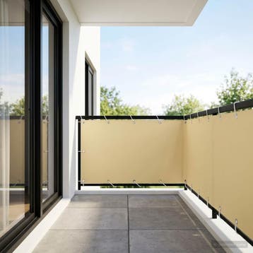 vidaXL Balkonscherm 1,5 x 25 m Stof met PU-coating Beige, Verzenden
