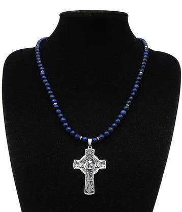 Lapis lazuli - Halsketting van Geloof - Kruis van Licht -
