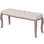 vidaXL Bank 110x38x48 cm linnen massief hout crèmewit, Huis en Inrichting, Verzenden, Nieuw