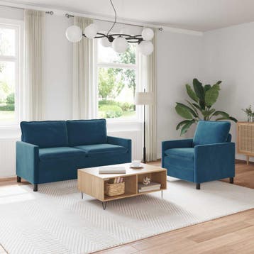 vidaXL bank / zetelstel 2 st Blauw Fluweel, Verzenden, Nieuw