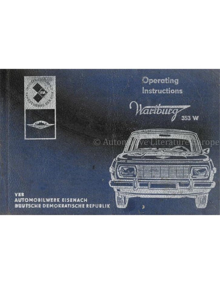 1975 WARTBURG 353 W INSTRUCTIEBOEKJE ENGELS, Auto diversen, Handleidingen en Instructieboekjes