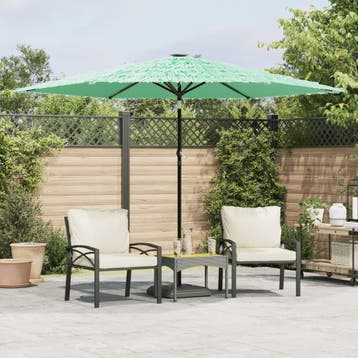 vidaXL Parasol met stalen paal 288x288x225 cm groen, Verzenden, Nieuw