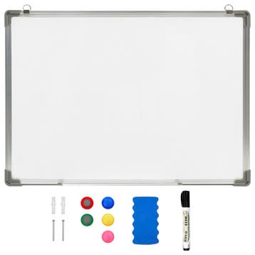 vidaXL Whiteboard magnetisch 90x60 cm staal wit, Verzenden