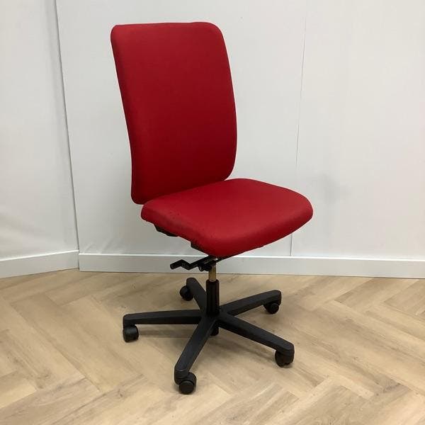 bureaustoel zonder armleuningen, Rode stoffering - zwart, Huis en Inrichting, Bureaustoelen, Bureaustoel, Rood, Gebruikt, Ergonomisch
