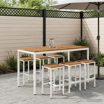 vidaXL Tuin Bar Tafel NAARDEN Natuurlijk en Wit 180 x 88,5 x, Tuin en Terras, Verzenden, Nieuw