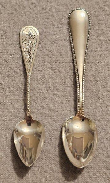 Theelepel (2) - .835 zilver, .925 zilver - 2 zilveren, Antiek en Kunst