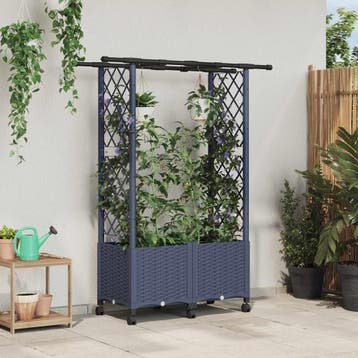 vidaXL Verhoogd Bed met Trellis en Dak Grijs 124,5 x 40 x, Verzenden