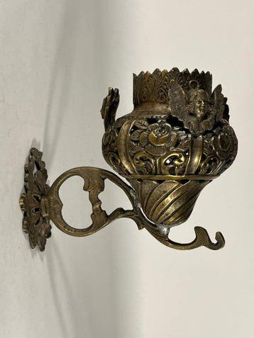 Kaars wandlamp - Messing - Olielamp, Rusland, Barok, Antiek en Kunst