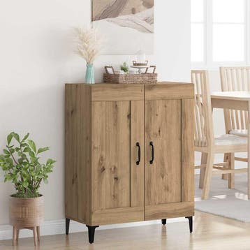 vidaXL Dressoir Artisan Eiken 69,5 x 34 x 90 cm Bewerkt hout, Huis en Inrichting, Kasten | Dressoirs, Verzenden, Nieuw