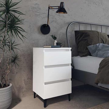 vidaXL Nachtkastje met metalen poten 40x35x69 cm wit, Verzenden, Nieuw