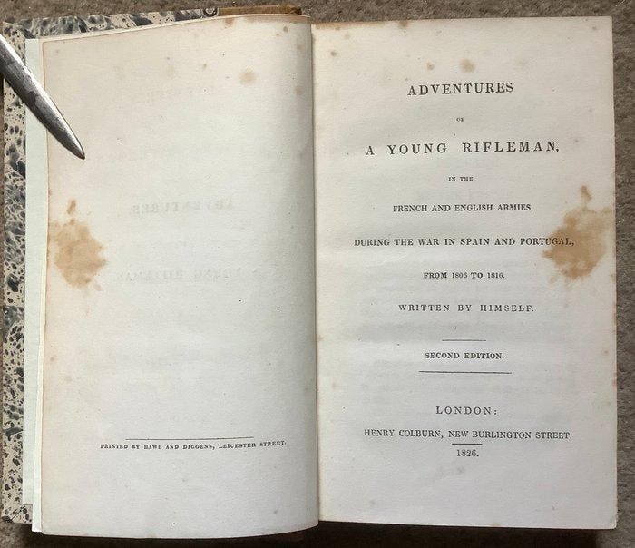 MAEMPEL, Johan Christian - Adventures of a Young Rifleman,, Antiquités & Art, Antiquités | Livres & Manuscrits