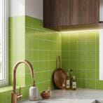 Wandtegel Handvorm Geo Twist Groen Glans 10x10 (Muurtegels), Doe-het-zelf en Bouw, Nieuw, Minder dan 20 cm, 10 m² of meer, Wandtegels