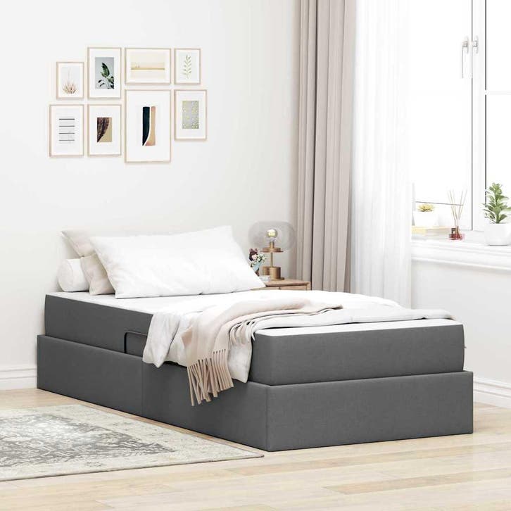 vidaXL Opbergbed met matras Donkergrijs 100 x 200 cm, Huis en Inrichting, Slaapkamer | Bedden, Nieuw, Verzenden