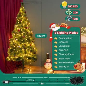 Kerstboom met verlichting - Kunstkerstboom - 180 cm - Met st, Verzenden, Nieuw