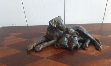 P. Chenet - Figure - Hond - 16 cm - Bronze, Antiquités & Art