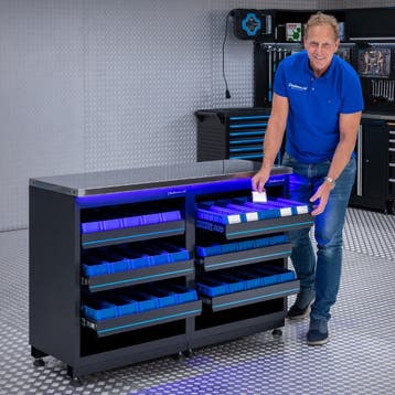 Datona Werkbank PREMIUM RVS werkblad met opbergbakken – 136, Ophalen of Verzenden