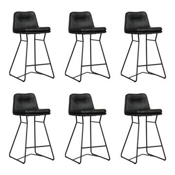Set van 6 Leren barkruk Candy laag - Hermes Nero (zwart), 60 tot 90 cm, Nieuw, Leer, Ophalen of Verzenden