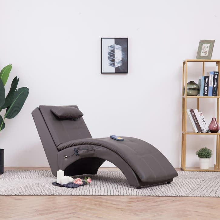 vidaXL Massage chaise longue met kussen kunstleer grijs, Maison & Meubles, Canapés | Sofas & Chaises Longues, Envoi
