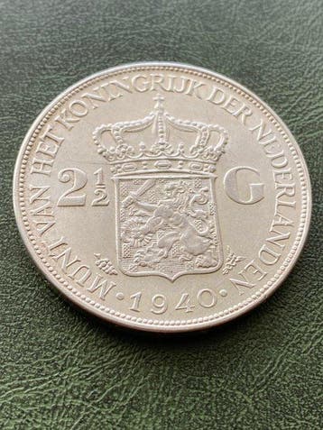 Nederland. Wilhelmina. 2 1/2 Gulden 1940 Wilhelmina in, Postzegels en Munten