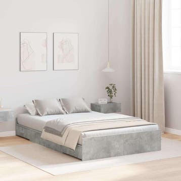 vidaXL Opbergbedframe met lade Beton Grijs 120 x 190 cm, Verzenden, Nieuw
