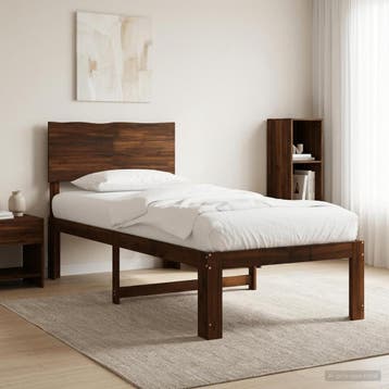vidaXL Eenpersoonsbed met hoofdbord ROSTOCK Donkerbruin 75 x, Verzenden