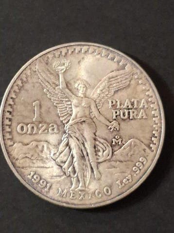 Mexico. 1 Onza 1991 Plata Pura Ley .999 (Zonder