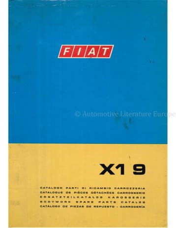 1972 FIAT X1/9 CARROSSERIE ONDERDELENHANDBOEK