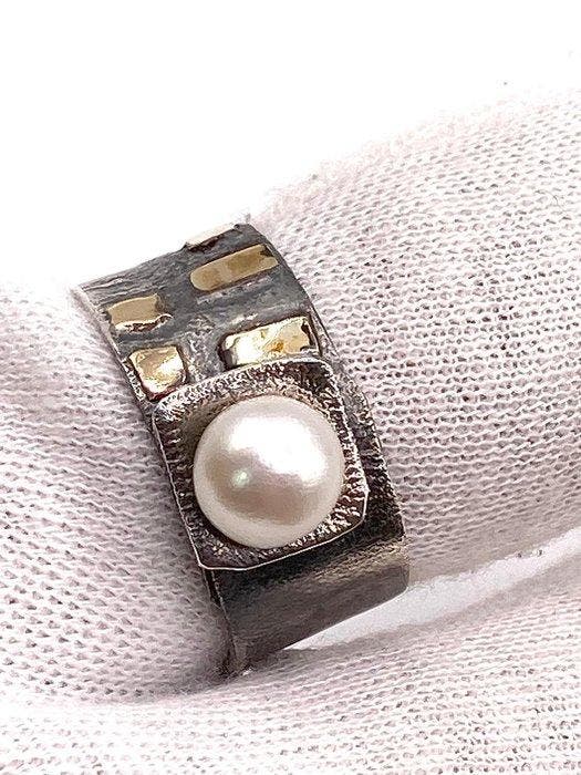 Zonder minimumprijs - Ring - 18 karaat Zilver, Geel goud, Handtassen en Accessoires, Ringen