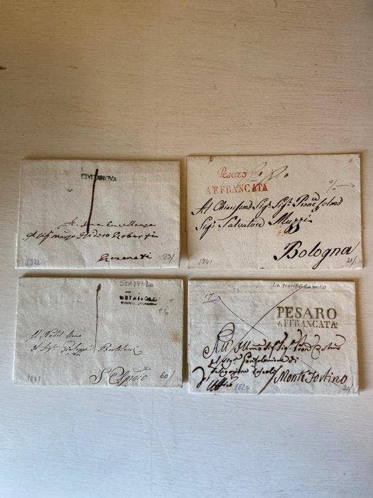 Italië 1808/1854 - 45 prefilatelische stukken uit de Marche,, Postzegels en Munten, Postzegels | Europa | Italië