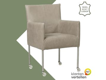 Leren eetkamerstoel Desire - Kenia Lightgrey (lichtgrijs) -, Ophalen of Verzenden