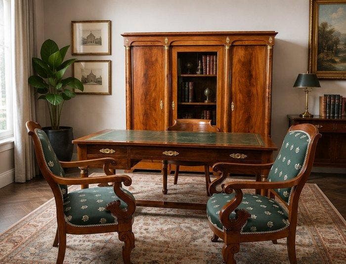 Bibliothèque (5) - Bois, Bronze, Cuir, Textile, Fer, Laiton, Antiek en Kunst, Antiek | Overige Antiek