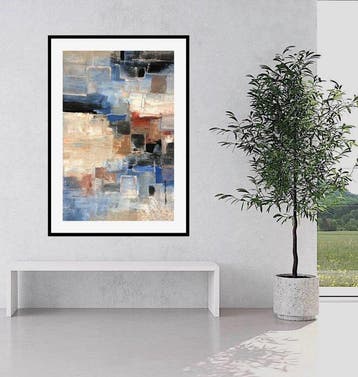 Dam Domido - Composition abstraite bleu - 120 x 80 cm