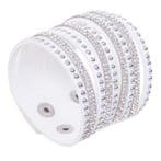 Fako Bijoux - Armband - Breed - Strass - Wit, Verzenden