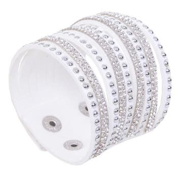 Fako Bijoux - Armband - Breed - Strass - Wit, Verzenden, Nieuw