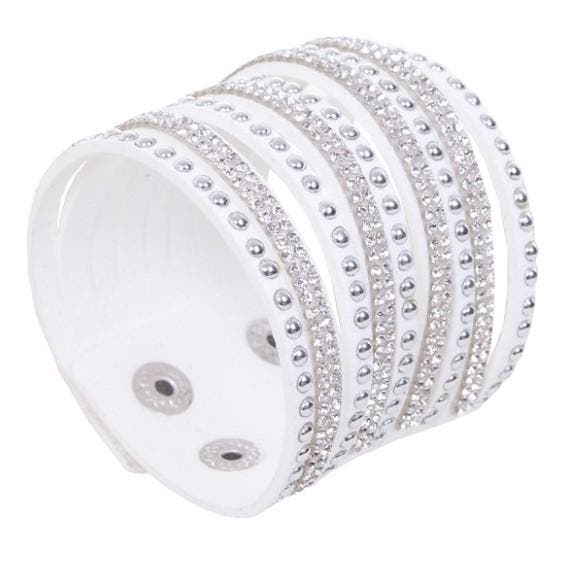 Fako Bijoux - Armband - Breed - Strass - Wit, Bijoux, Sacs & Beauté, Bracelets, Envoi