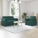 vidaXL bank / zetel 2 pcs Donkergroen 139 x 78 x 80 cm Stof, Huis en Inrichting, Verzenden, Nieuw